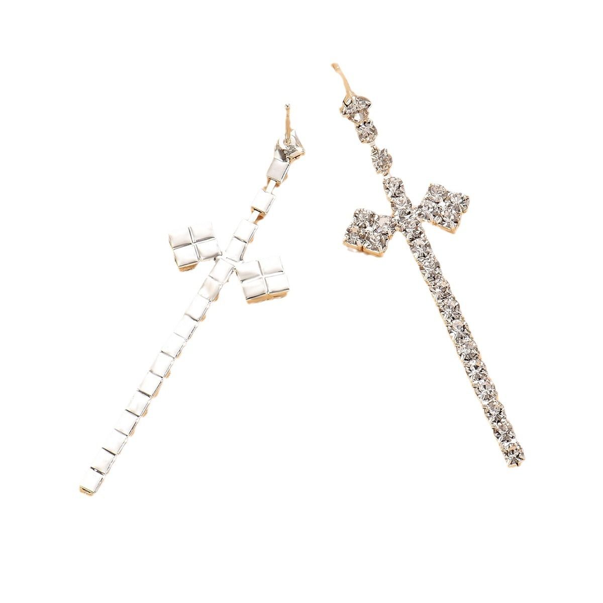 Fashionable Cross Earrings with Diamonds for Versatile Party and Banquet Earriigs
