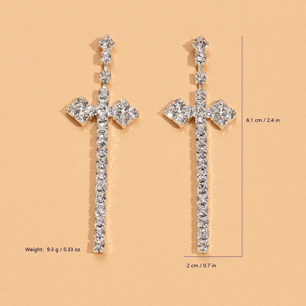 Fashionable Cross Earrings with Diamonds for Versatile Party and Banquet Earriigs