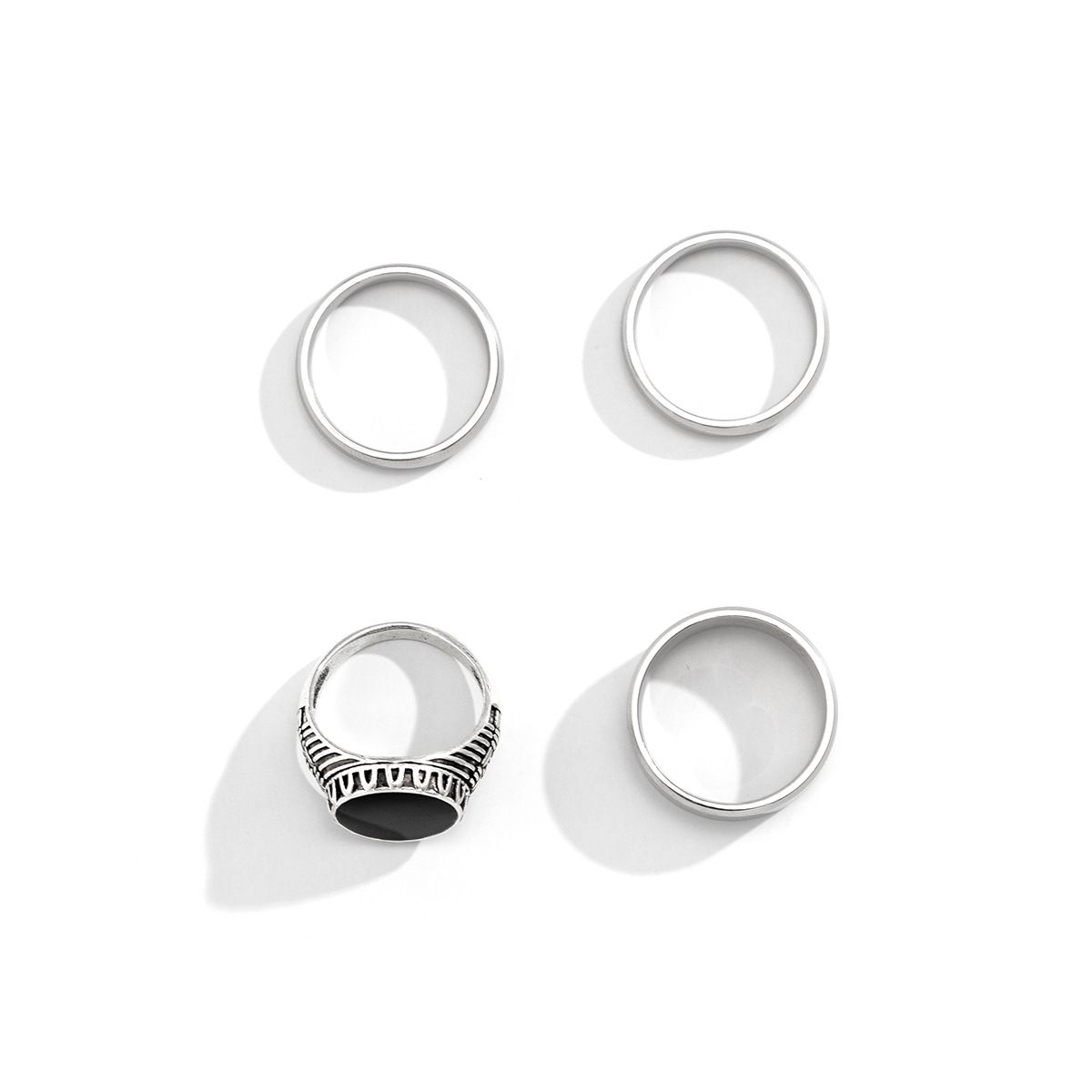 4pcs/set Stainless Steel High-End Fashion Personalized Dropping Oil Men's Popular Rings Set
