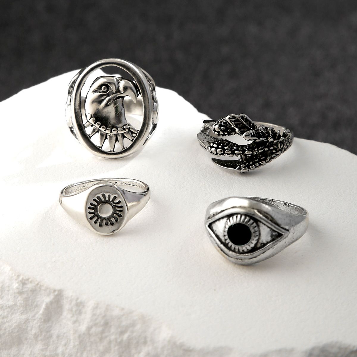 Retro Vintage Distressed Eagle Rings for Men Trendy Fashionable Personalized Hip-Hop men jewelry