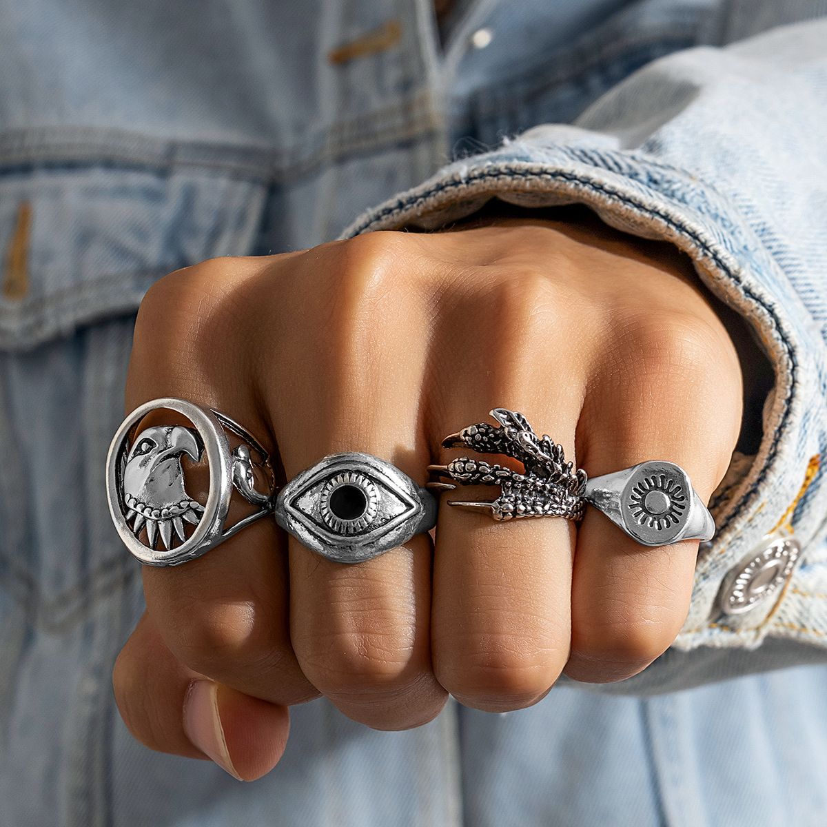 Retro Vintage Distressed Eagle Rings for Men Trendy Fashionable Personalized Hip-Hop men jewelry