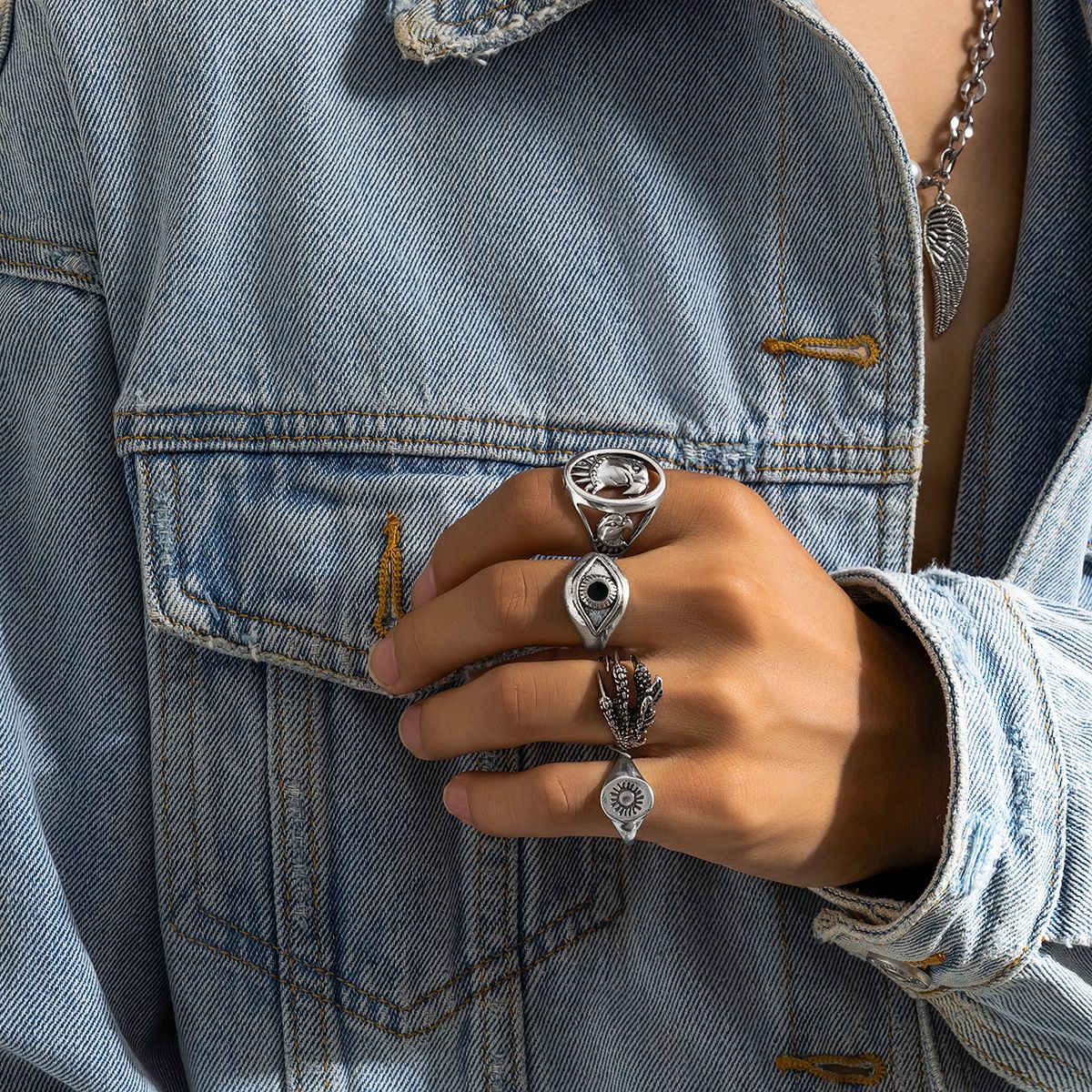 Retro Vintage Distressed Eagle Rings for Men Trendy Fashionable Personalized Hip-Hop men jewelry