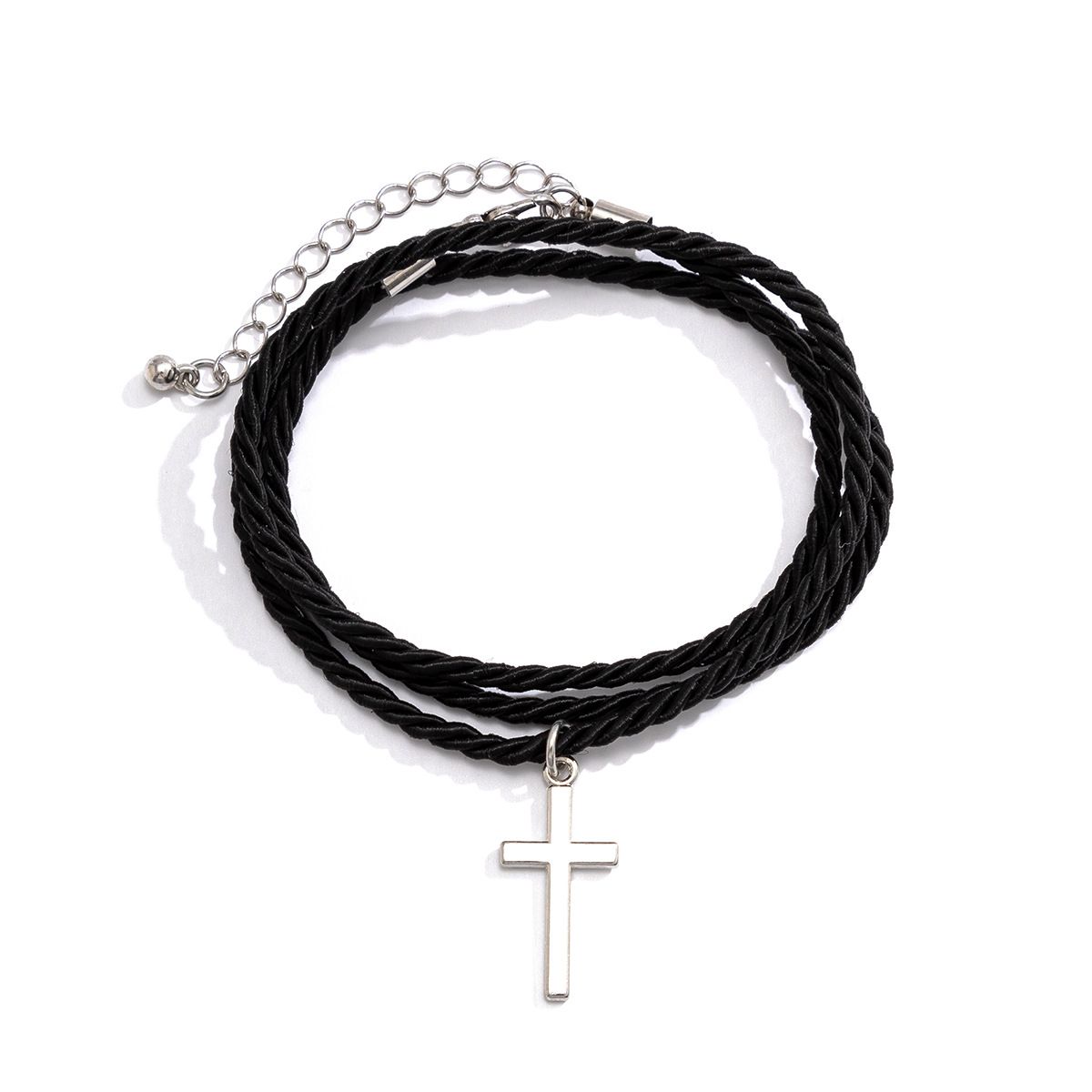 Men Multi-Layer Woven Cross Bracelet, European and American Fashionable Personalized Black Bracelets