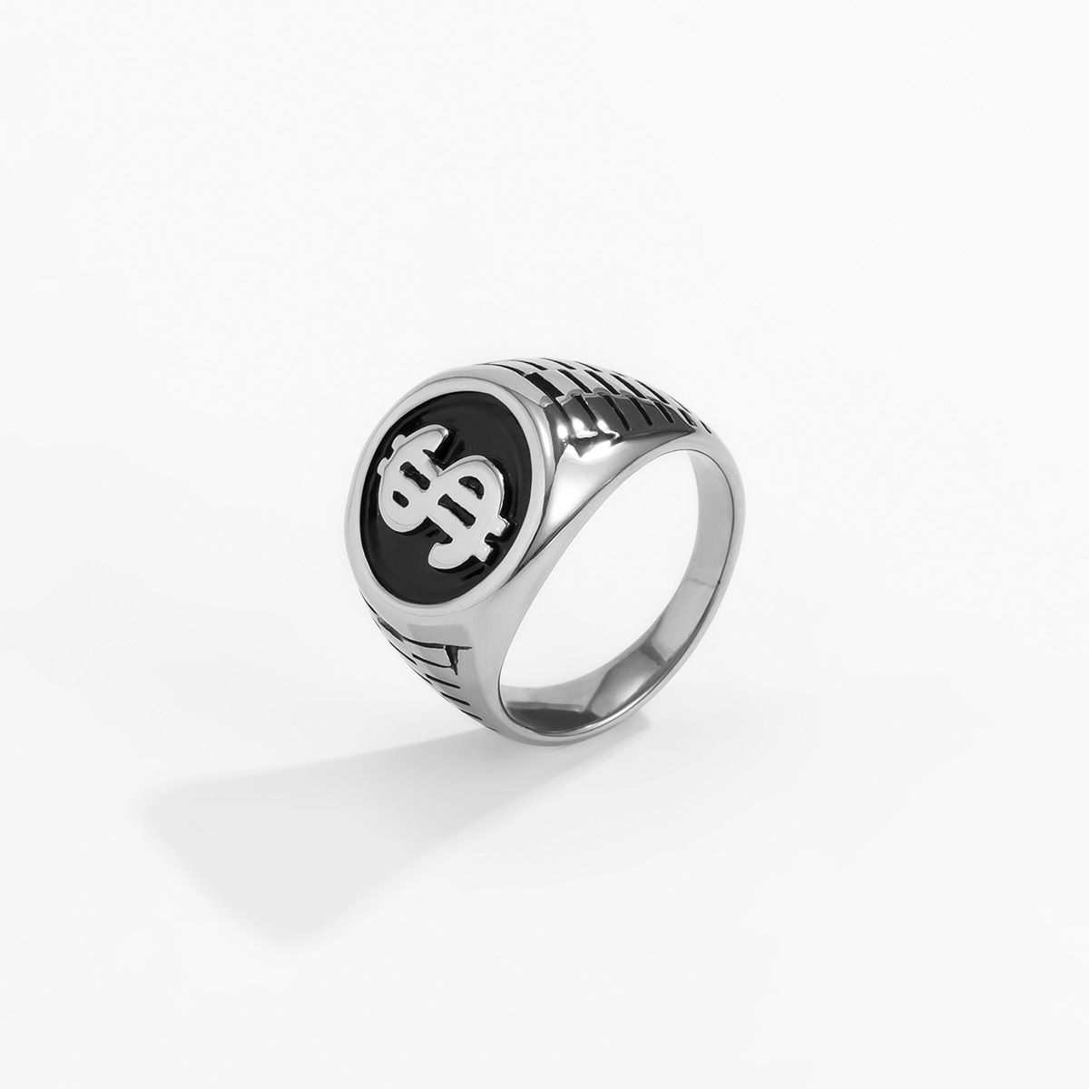 1pcs/set Men Ring with Dollar Sign Retro Hip-Hop Punk Style Streetwear Ring with Currency Coin