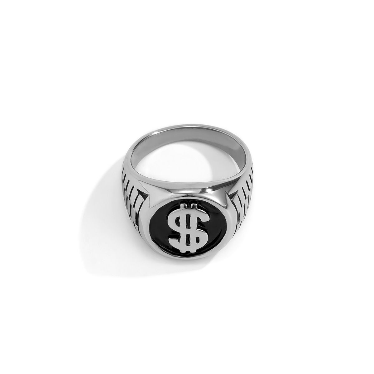 1pcs/set Men Ring with Dollar Sign Retro Hip-Hop Punk Style Streetwear Ring with Currency Coin