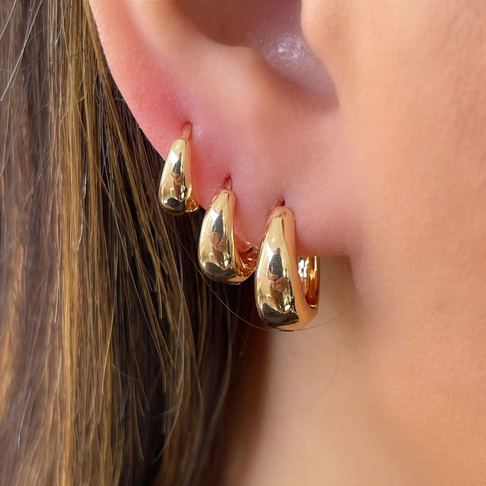 3pcs/set For One Ear Minimalist Hoop Earrings with a High-End Sense, Personalized Rock and Punk Earrings Sets