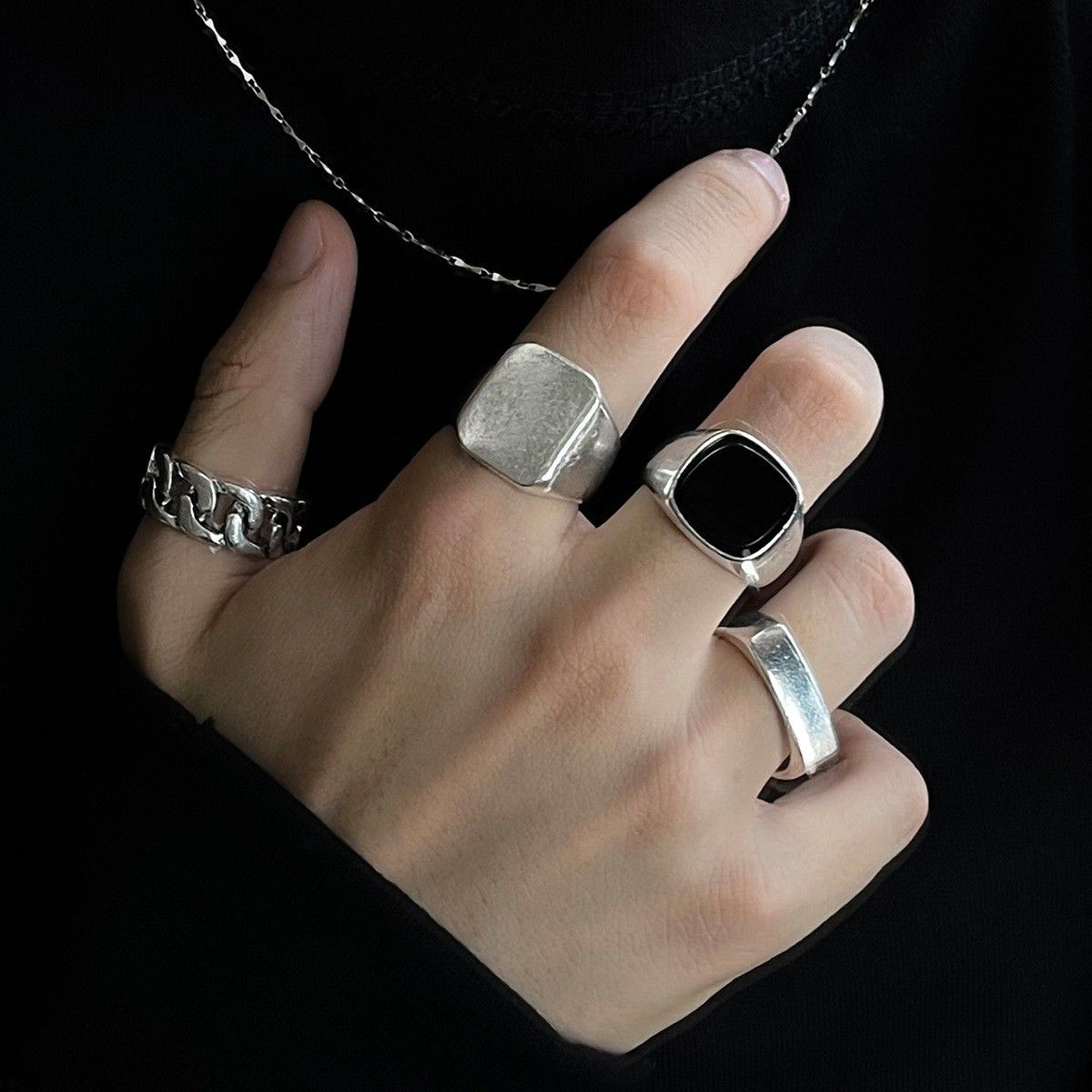 9styles Men's Retro Hip-Hop Ring Set Frog Snake Skull Cool Punk Gothic Spider Combo Rings