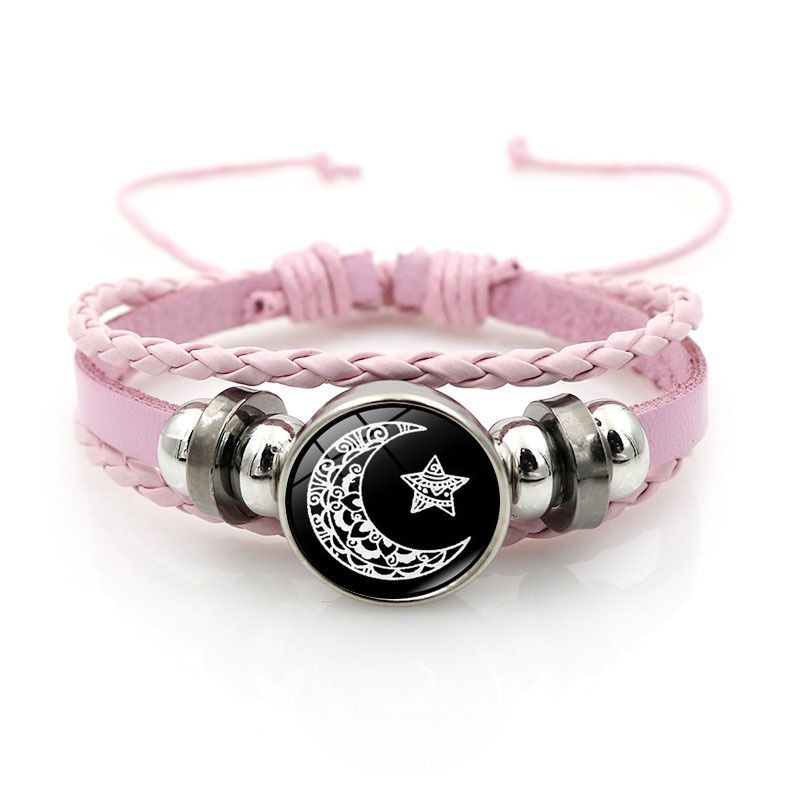2Pcs Leather Bracelet for Couples, Retro Punk Multi-layer Beaded Braided Bracelet  Gift for Lovers