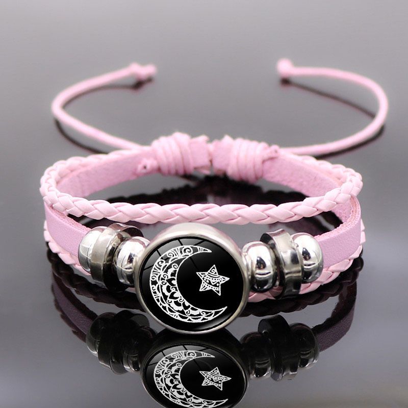 2Pcs Leather Bracelet for Couples, Retro Punk Multi-layer Beaded Braided Bracelet  Gift for Lovers