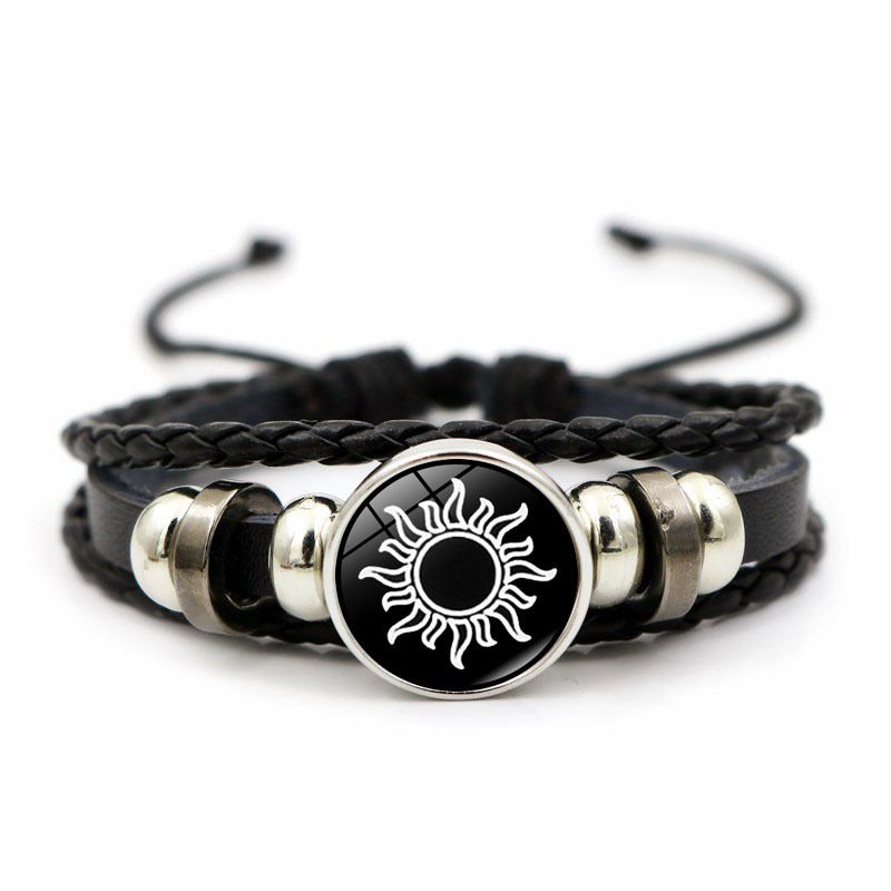 2Pcs Leather Bracelet for Couples, Retro Punk Multi-layer Beaded Braided Bracelet  Gift for Lovers