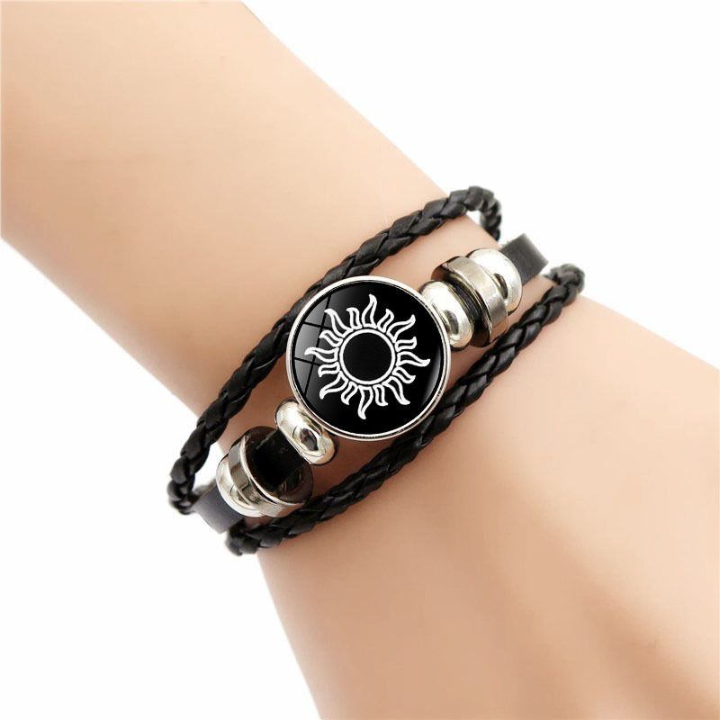2Pcs Leather Bracelet for Couples, Retro Punk Multi-layer Beaded Braided Bracelet  Gift for Lovers