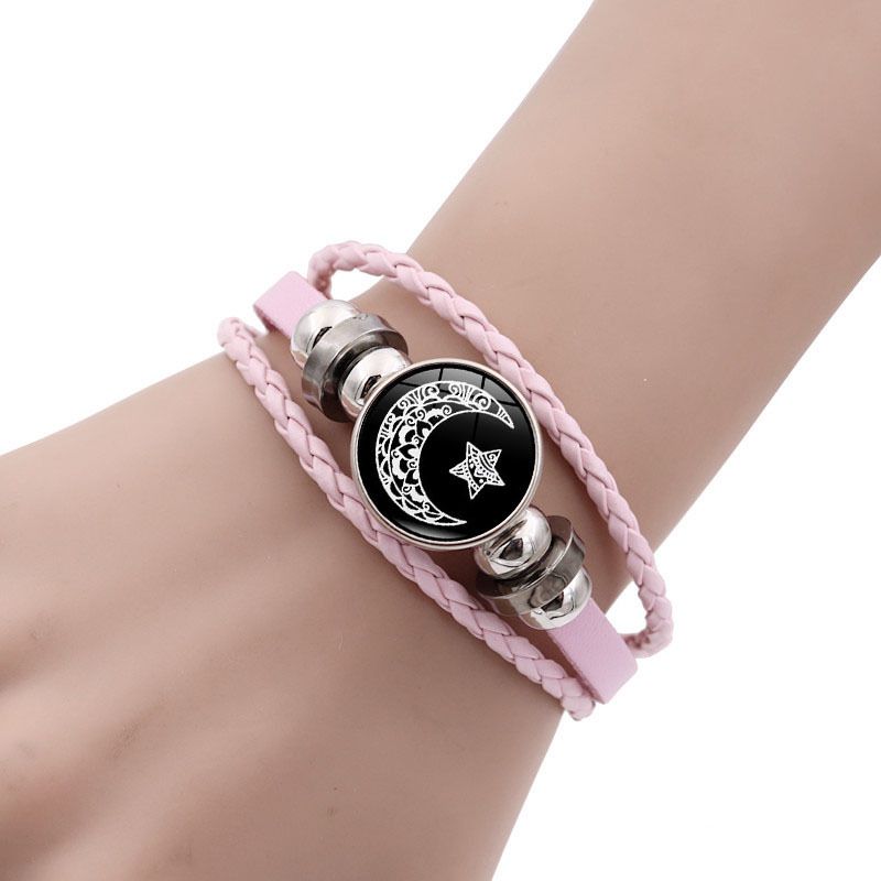 2Pcs Leather Bracelet for Couples, Retro Punk Multi-layer Beaded Braided Bracelet  Gift for Lovers