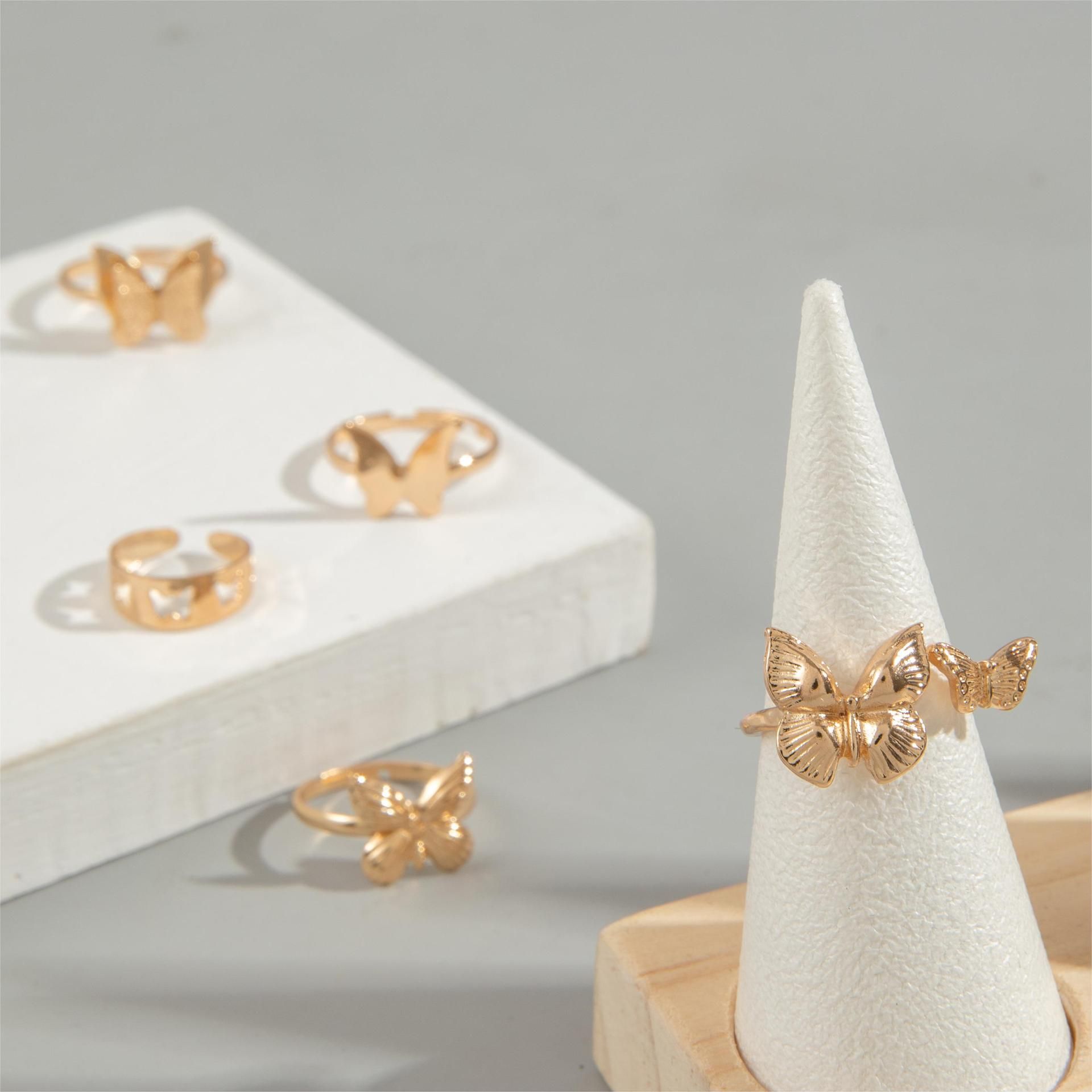 10Pcs Design butterfly opening multi-joint fashion niche love ring set