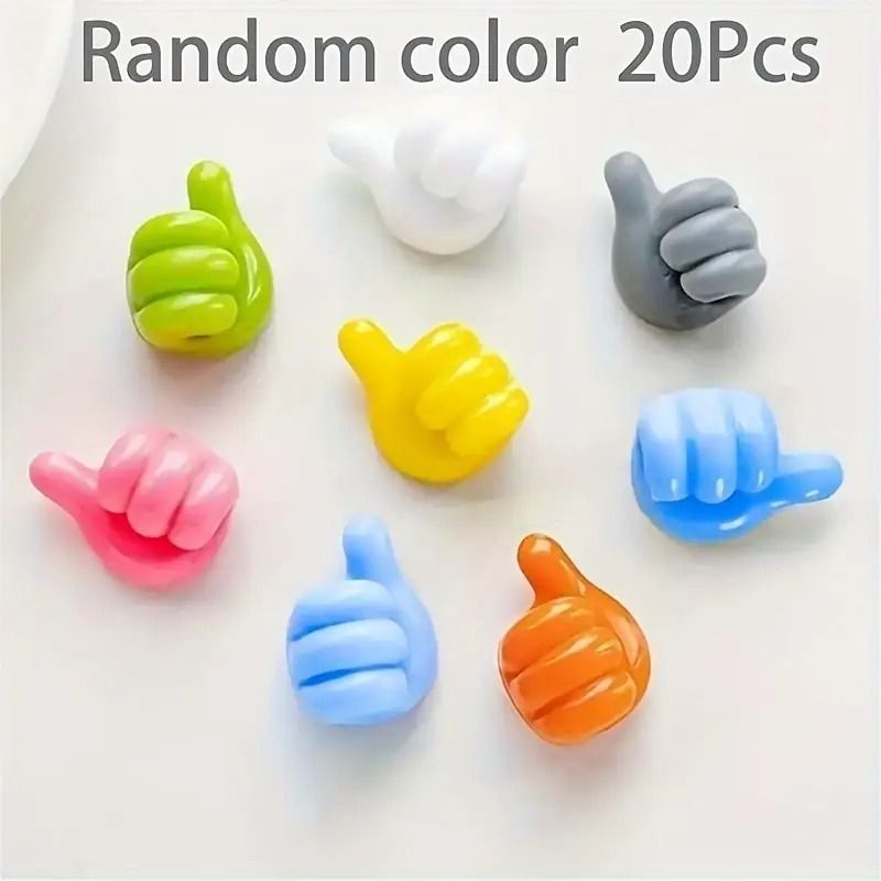 20pcs Premium Polished Plastic Thumb Wall Hooks - Versatile Adhesive Cable Clips for Data, Earphone Cords & Keys - Ideal for Office and Home