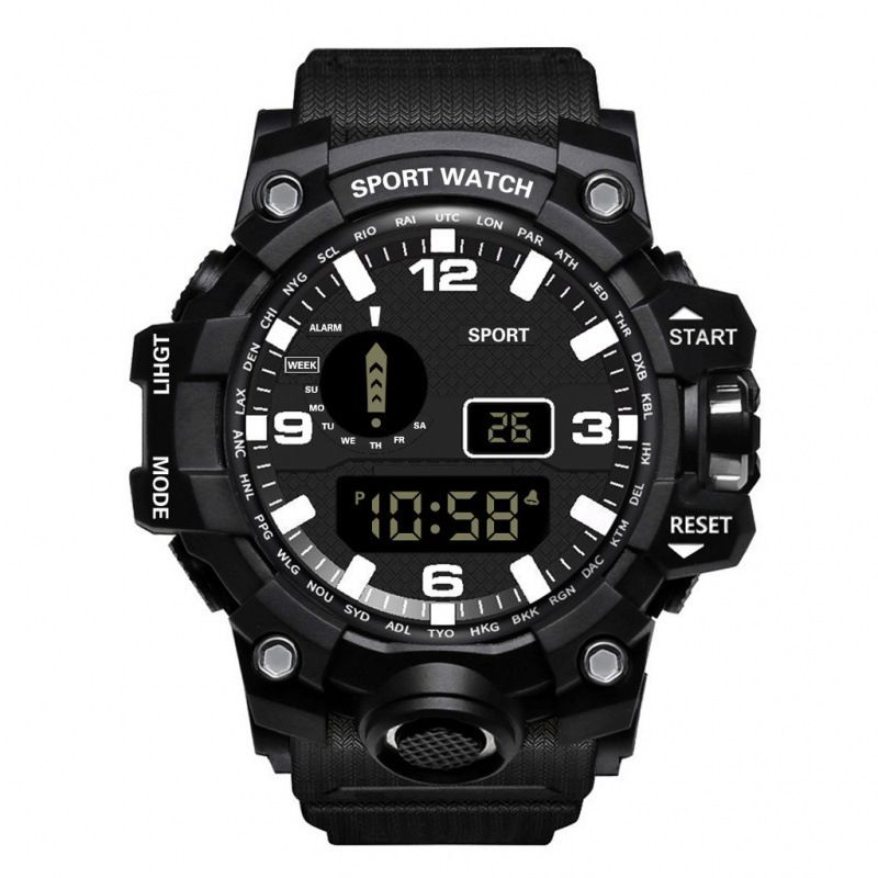 Multi-functional outdoor men's trendy electronic watch  student alarm clock luminescent running sports electronic watch