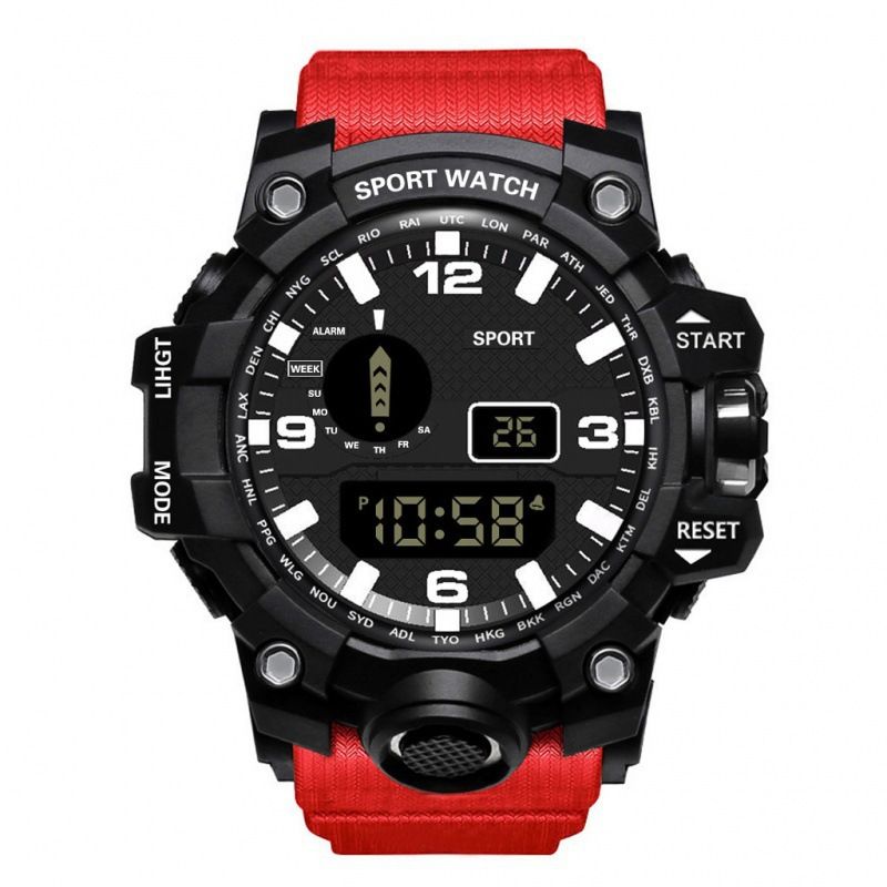Multi-functional outdoor men's trendy electronic watch  student alarm clock luminescent running sports electronic watch
