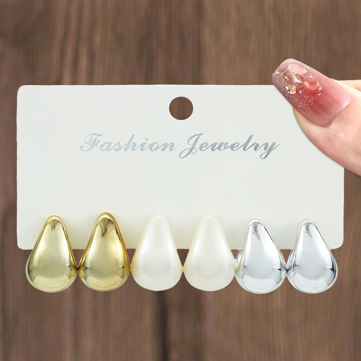 3PcsVintage teardrop-shaped elegant and versatile women's earrings