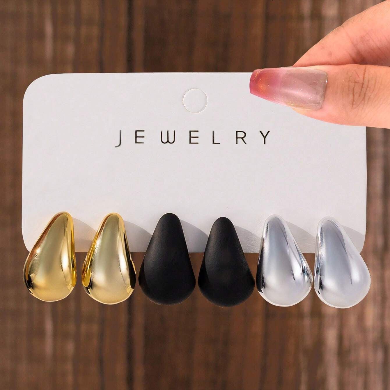 3PcsVintage teardrop-shaped elegant and versatile women's earrings