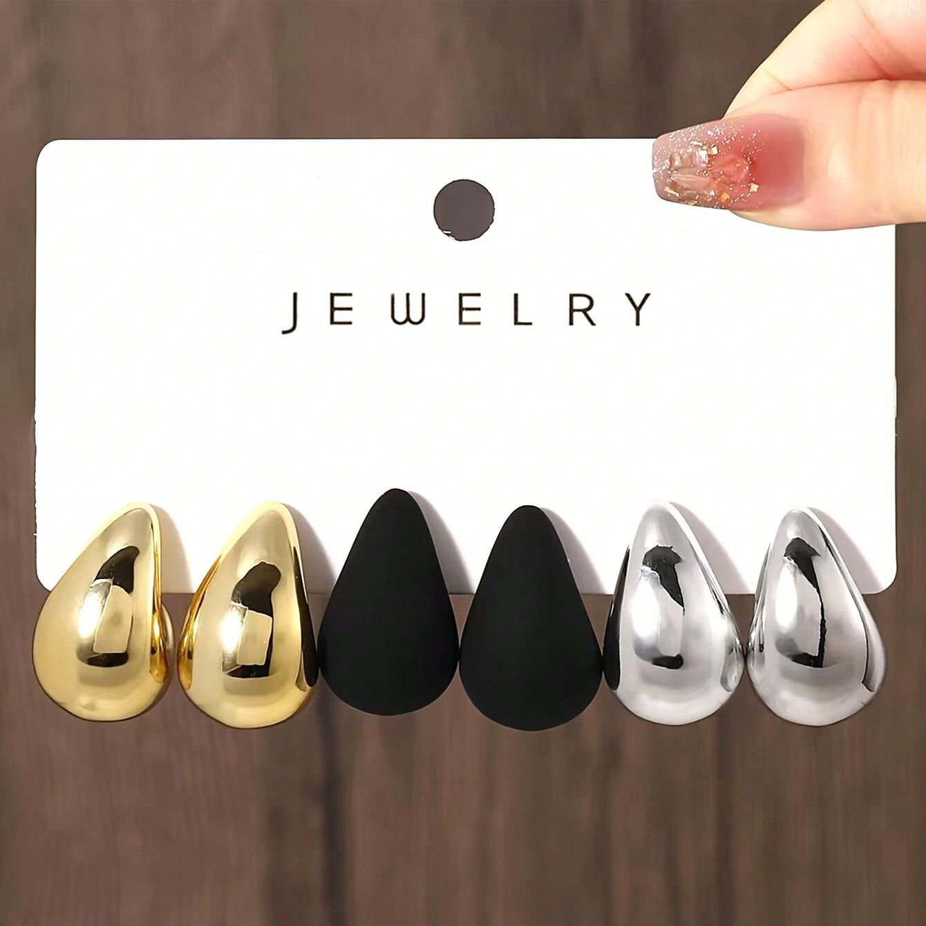 3PcsVintage teardrop-shaped elegant and versatile women's earrings