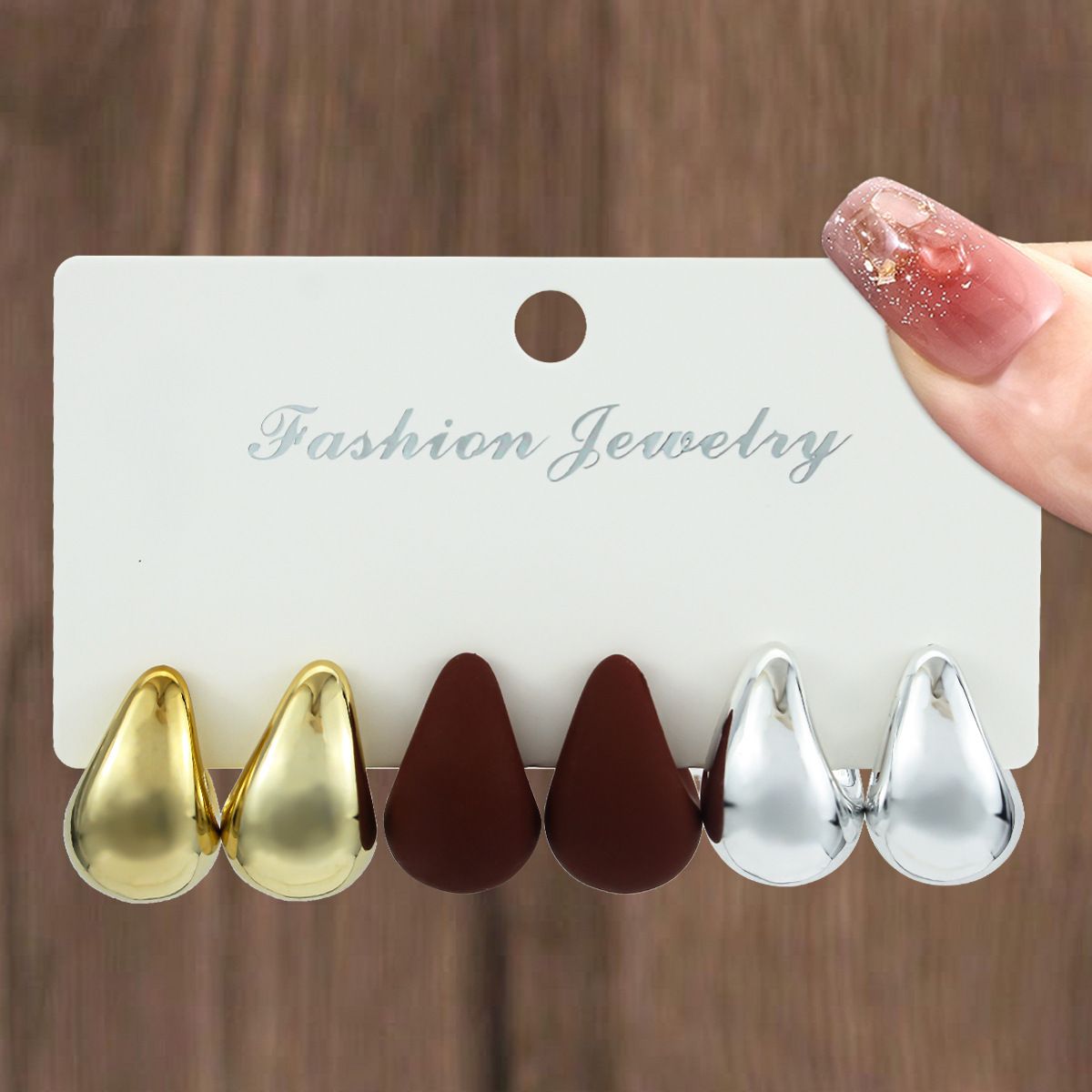 3PcsVintage teardrop-shaped elegant and versatile women's earrings
