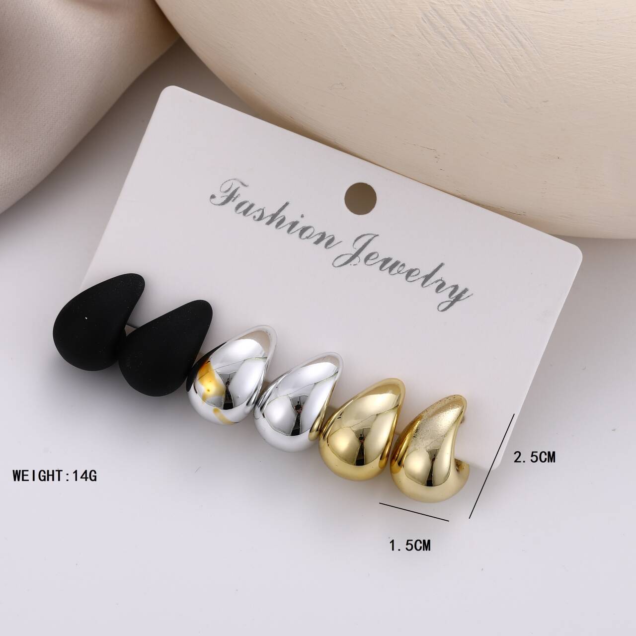 3PcsVintage teardrop-shaped elegant and versatile women's earrings