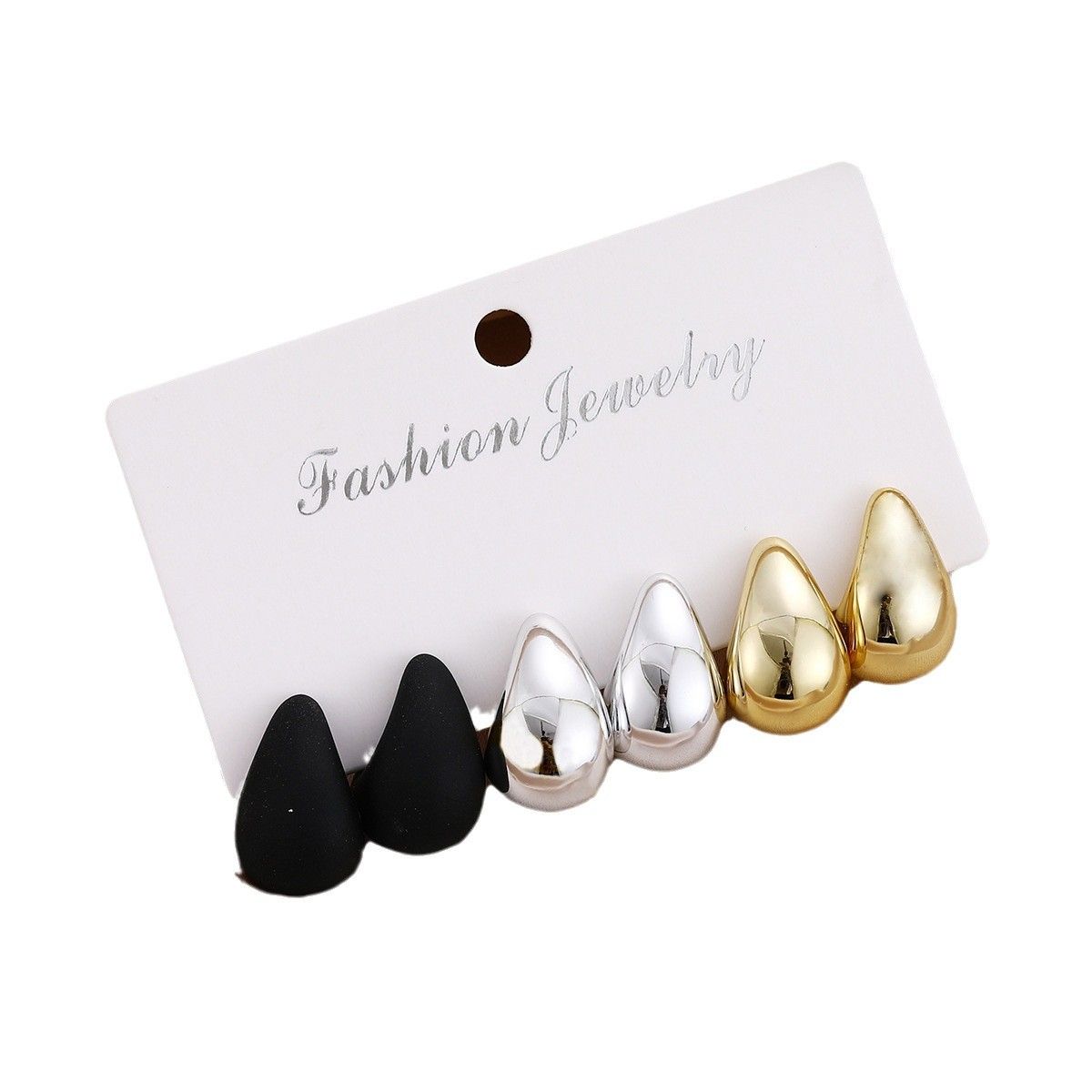 3PcsVintage teardrop-shaped elegant and versatile women's earrings