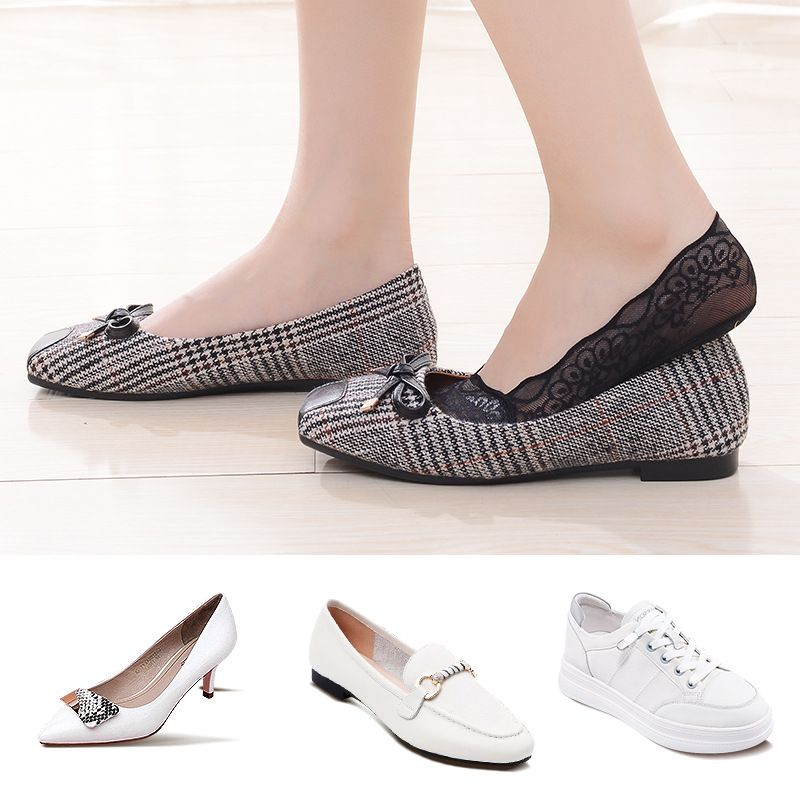 5Pcs Lace cotton solid color thin silicone non-slip breathable no-slip-off women's casual boat socks