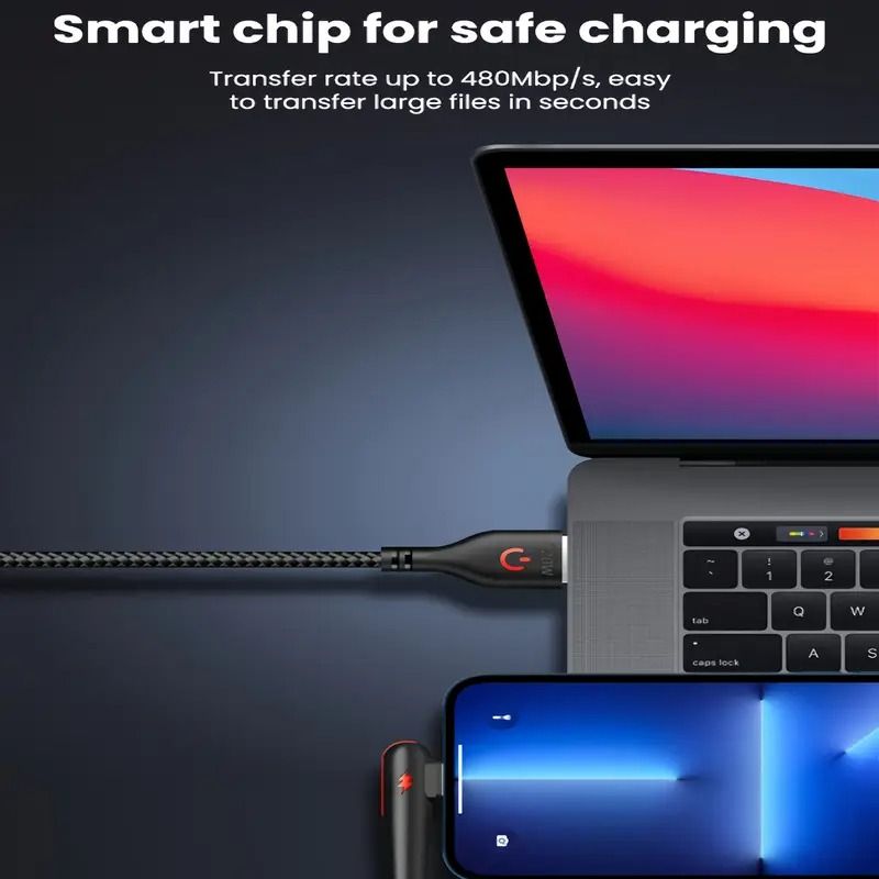 1/1.5M 90-degree angled Type-C 120W 6A super-fast charging data cable suitable for Android phone charging  gaming  and car b charging