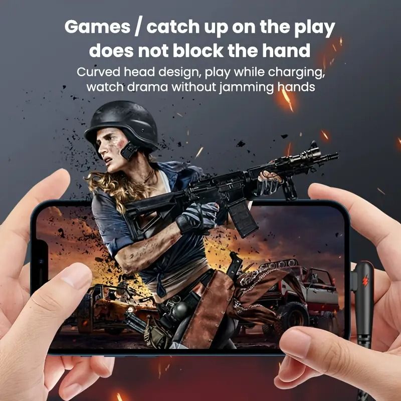 1/1.5M 90-degree angled Type-C 120W 6A super-fast charging data cable suitable for Android phone charging  gaming  and car b charging