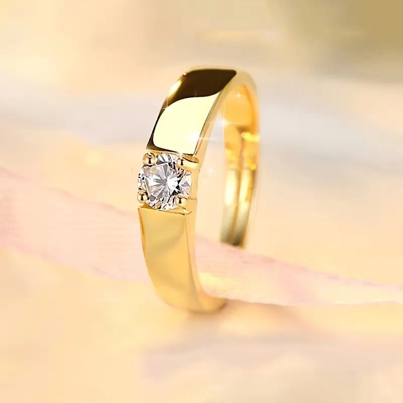 2Pcs Adjustable zircon-studded couple's rings suitable for everyday wear or special occasions perfect as a Valentine's Day gift