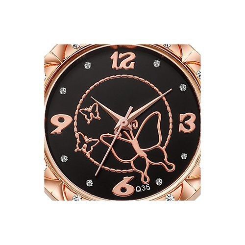 5Pcs Casual Versatile Round Dial Belt Watch Pearl Butterfly Jewelry Set Women Fashion Wrist Watches