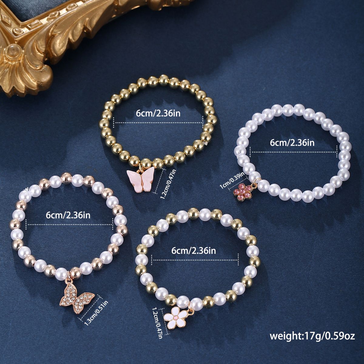 5Pcs Casual Versatile Round Dial Belt Watch Pearl Butterfly Jewelry Set Women Fashion Wrist Watches