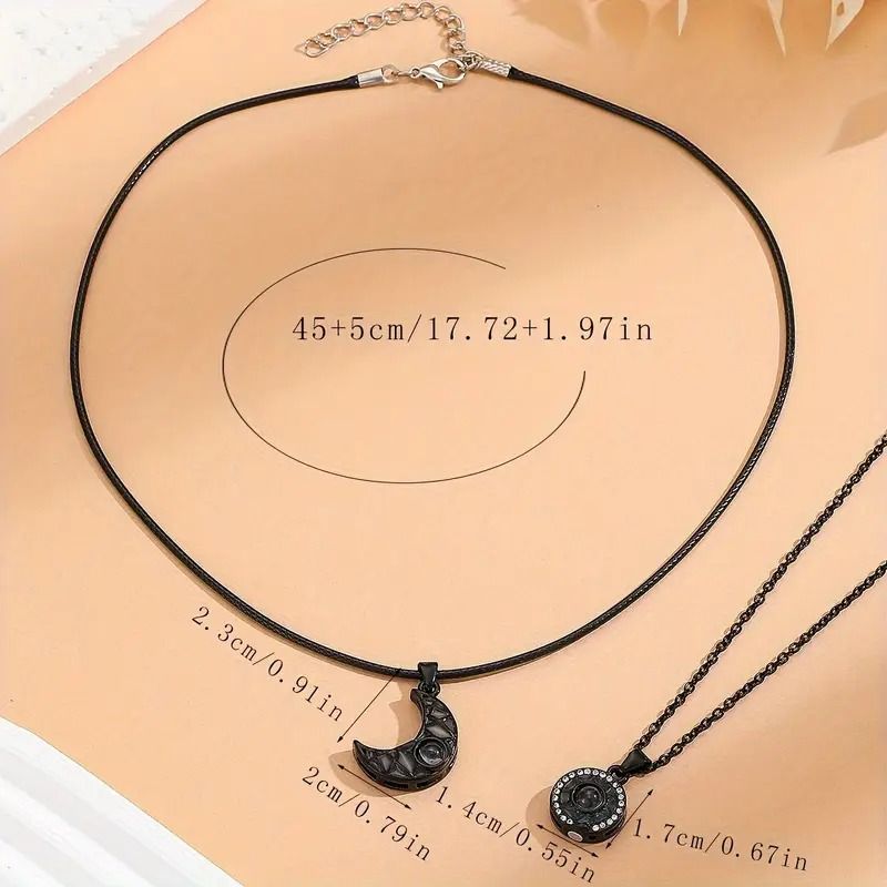2pcs/set of luminous Sun-moon projection couple necklace 100 languages Say I love you ladies fashion gift jewelry
