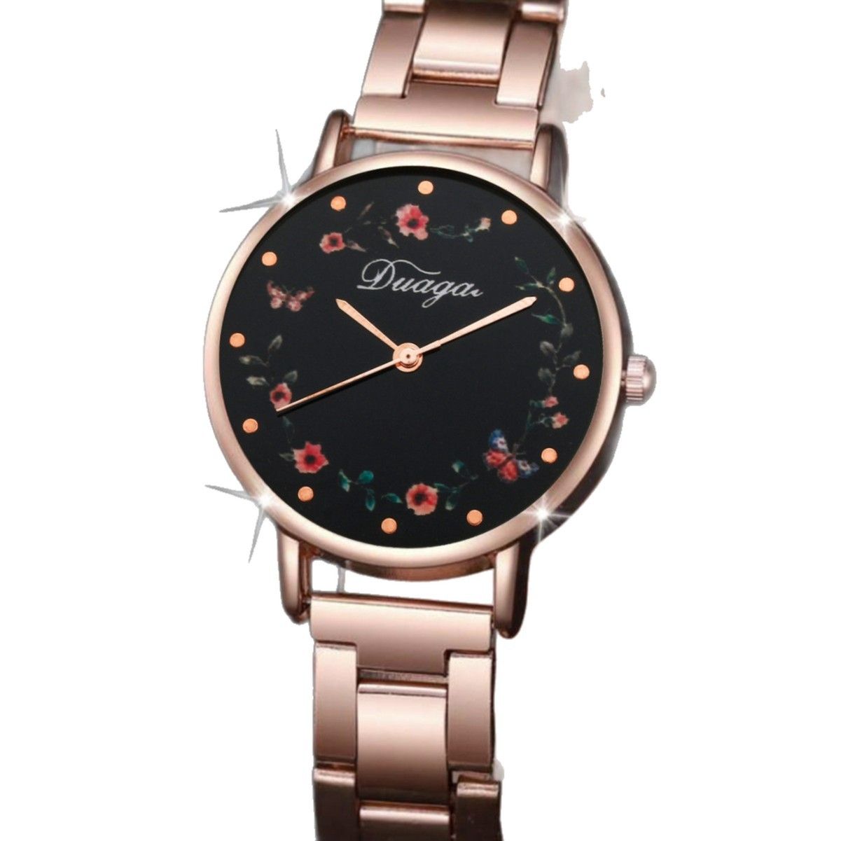 2Pcs Flower butterfly disc alloy love bracelet women  wrist watches set