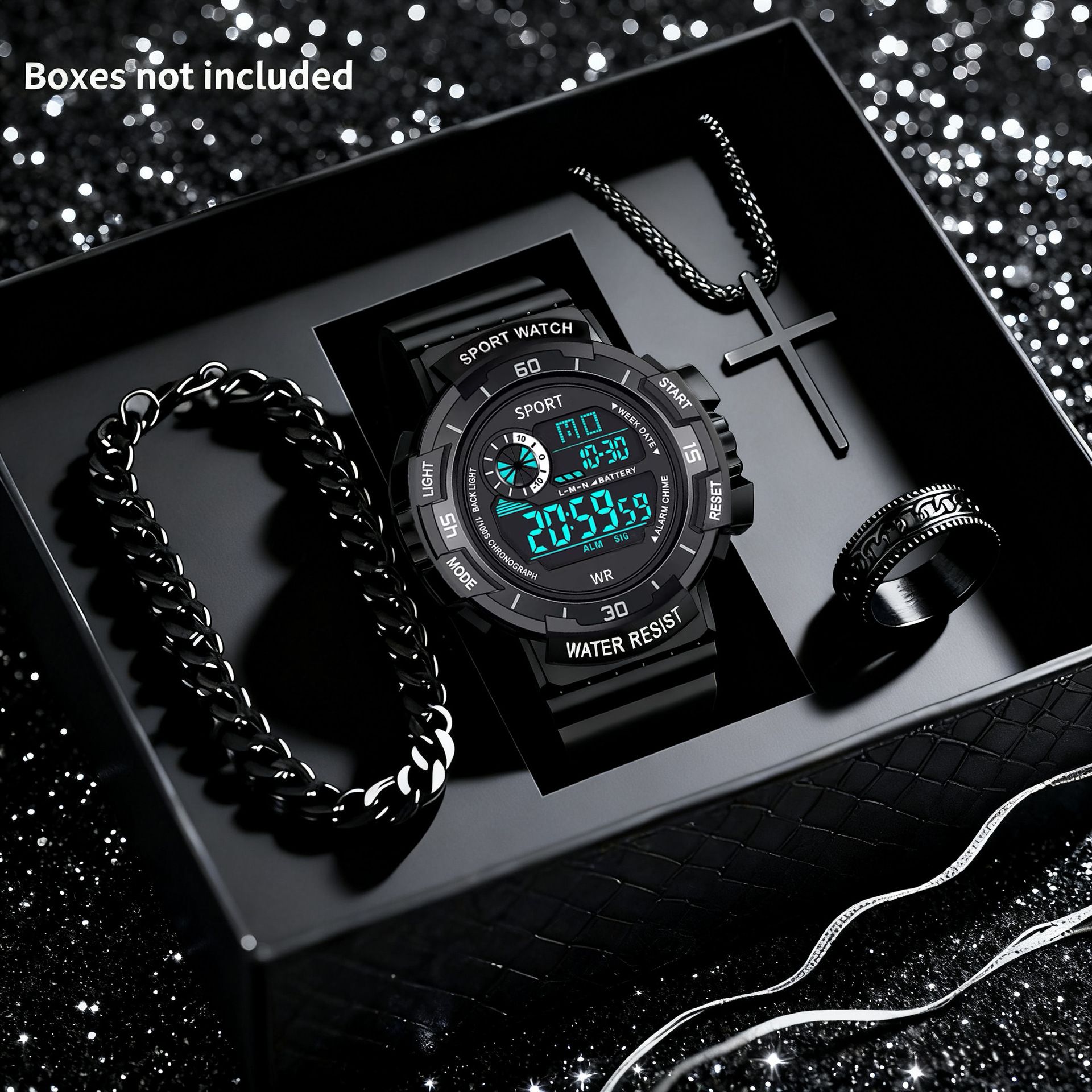 New multi-functional colorful luminous electronic watch jewelry set Men Digital Watches