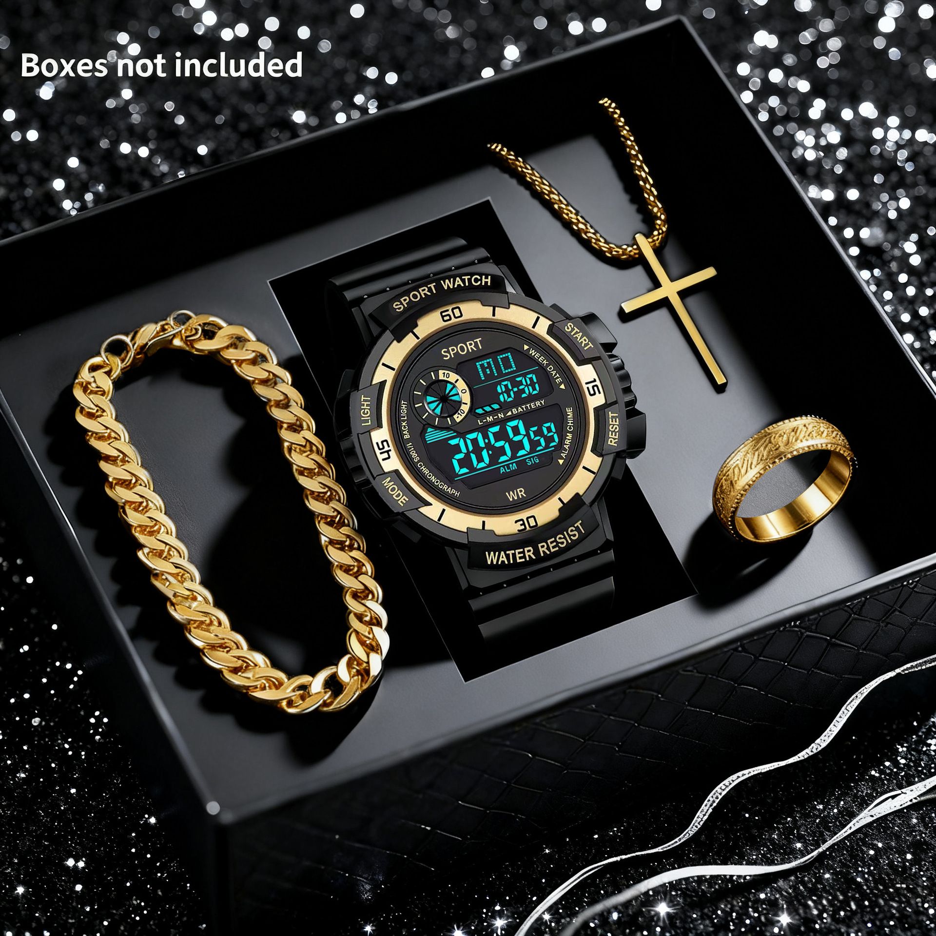 New multi-functional colorful luminous electronic watch jewelry set Men Digital Watches