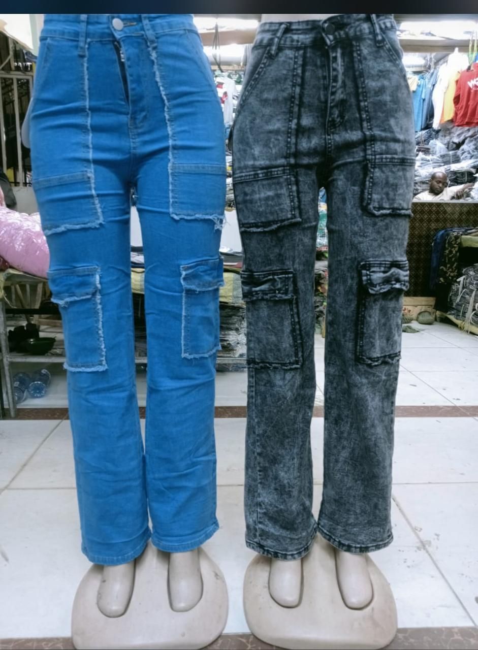 Elegant Timeless classsic Aesthetic High quality Women's denim cargo pants Wide Leg Casual Pants with multiple Pockets, High Waisted Cargo Pants, Combat Military Trousers