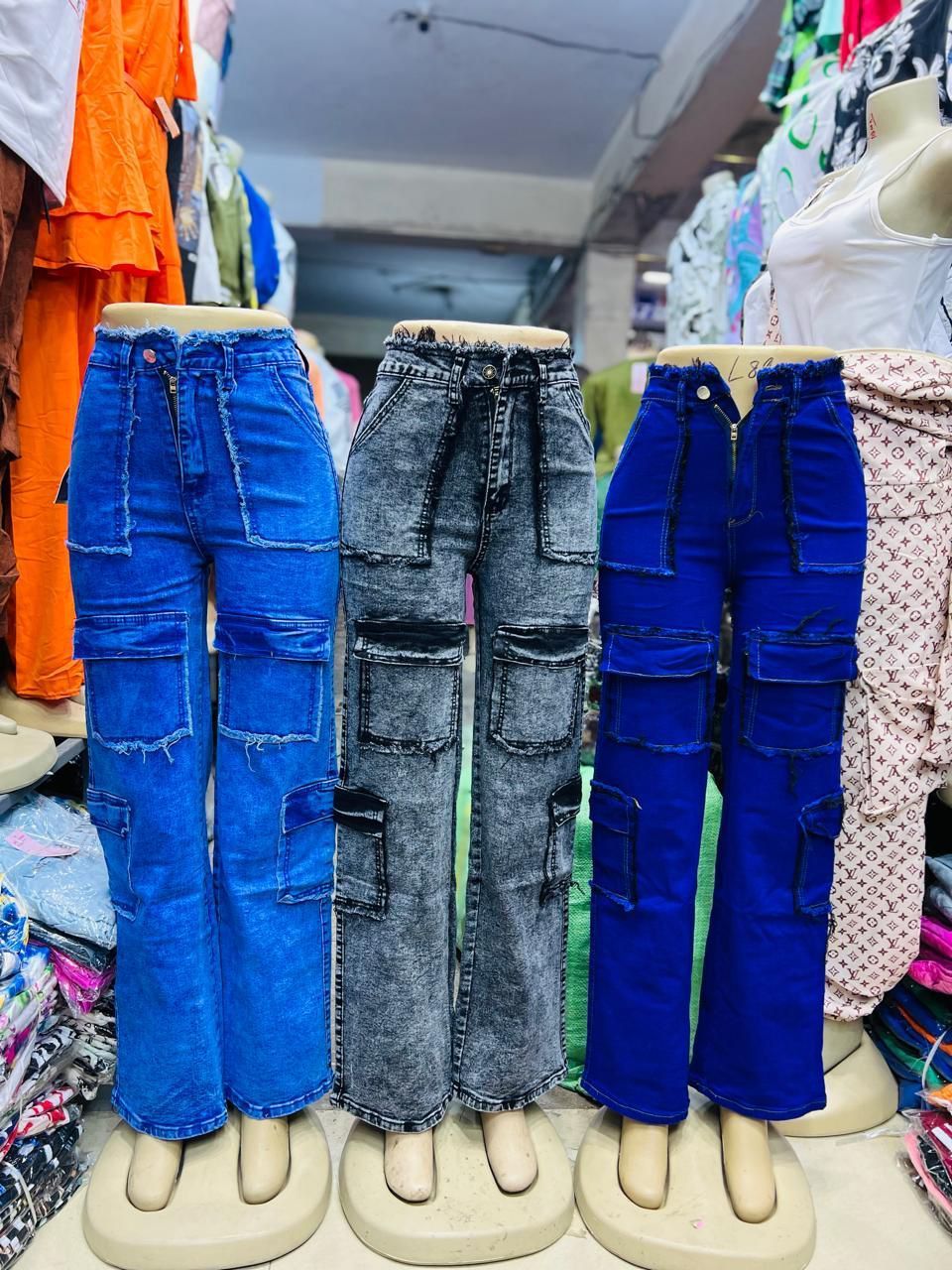 Elegant Timeless classsic Aesthetic High quality Women's denim cargo pants Wide Leg Casual Pants with multiple Pockets, High Waisted Cargo Pants, Combat Military Trousers