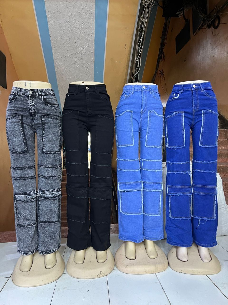 Multifunctional Stylish Elegant Timeless classsic Aesthetic High quality Women's denim cargo pants Wide Leg Casual Pants with multiple Pockets, High Waisted Cargo Pants, Combat Military Trousers