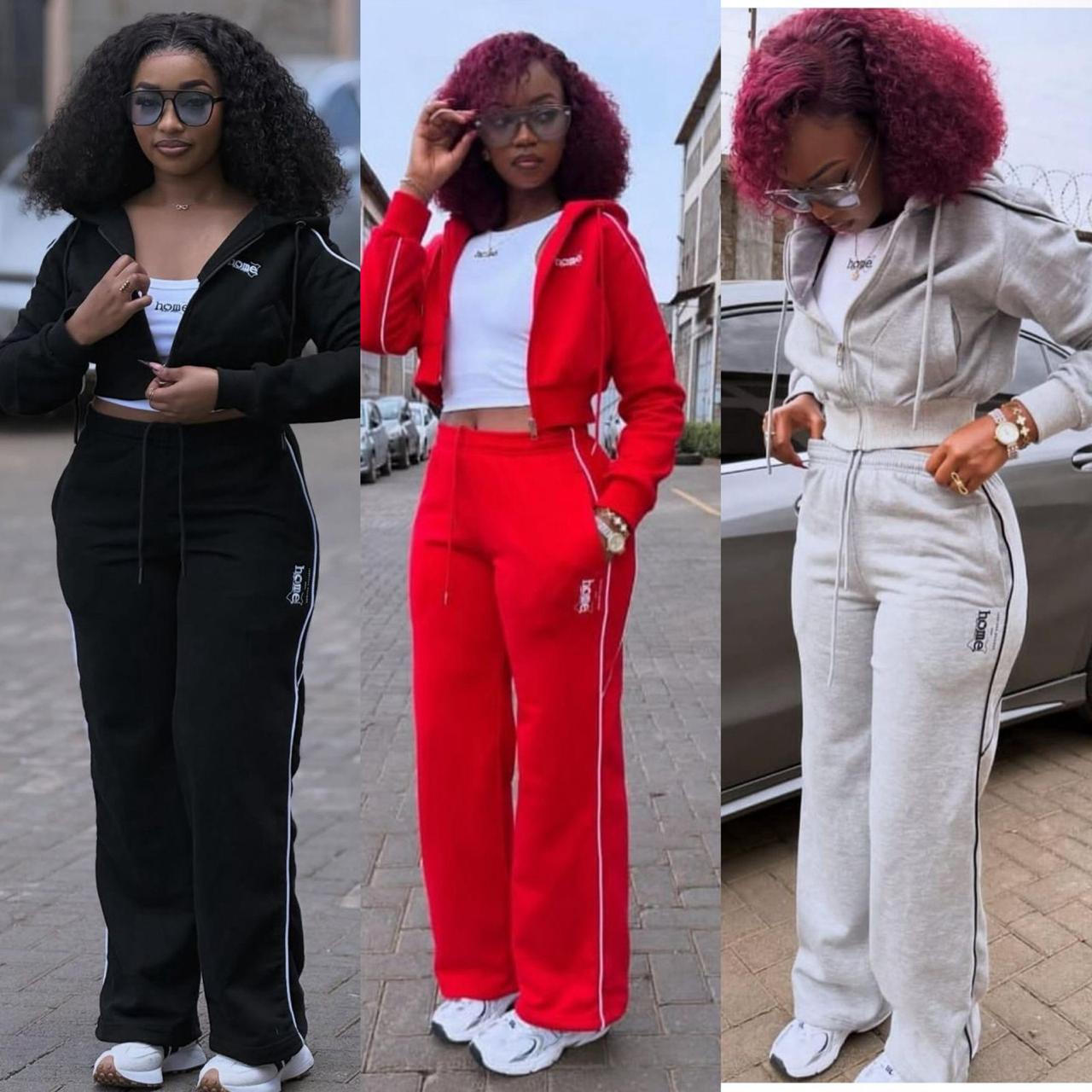 Vintage Timeless Stylish High quality and fashionable Women's Lounge Sets with Pockets, Long Sleeve 2024 Fall  Zip Sweatshirt with crop top and Jogger Pants