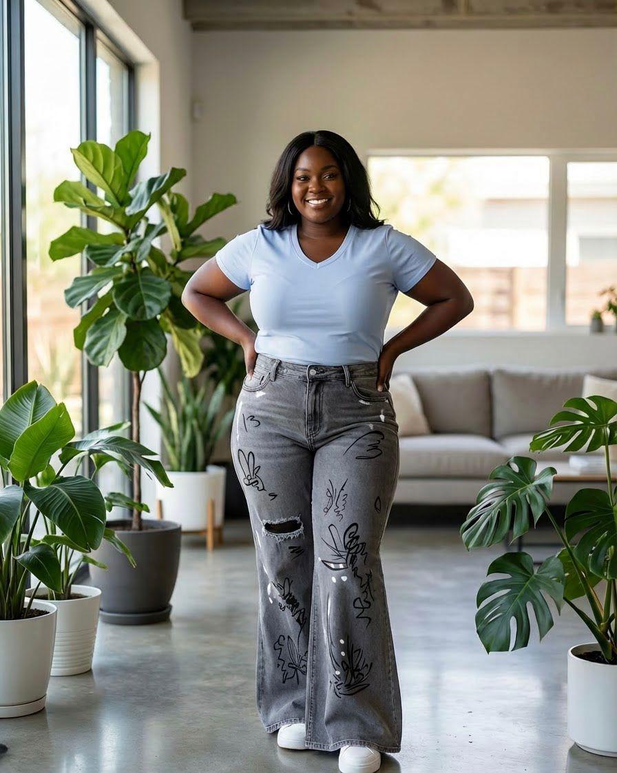 Timeless Stylish High quality Women Hard Jeans / denim cargo pants Wide Leg Casual Pants with multiple Pockets, High Waisted Cargo Pants,