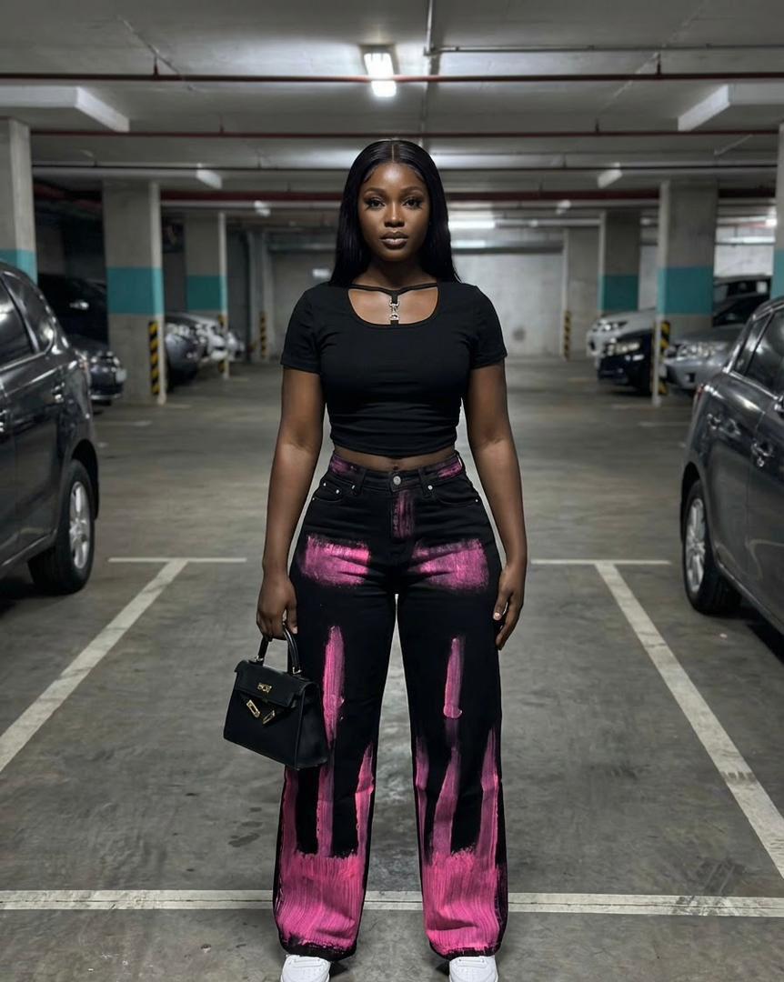 Timeless Stylish High quality Women Hard Jeans / denim cargo pants Wide Leg Casual Pants with multiple Pockets, High Waisted Cargo Pants,