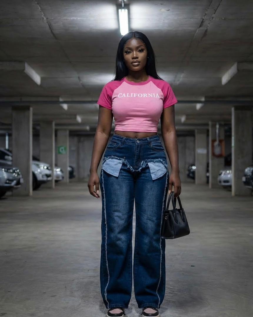 Timeless Stylish High quality Women Hard Jeans / denim cargo pants Wide Leg Casual Pants with multiple Pockets, High Waisted Cargo Pants,