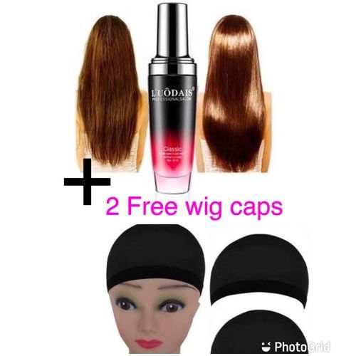 Luodais Human Hair Wig & Weave Repair Serum & 2pcs Wig Caps.