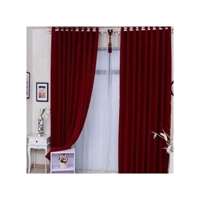 MAROON Curtain  2pcs(2M+2M)+3M HEAVY WHITE SHEER