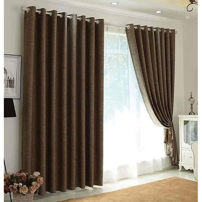 Brown Curtain for Living room window and door. Comes as a package of 2pcs 2M(1M+1M) WITHOUT SHEER