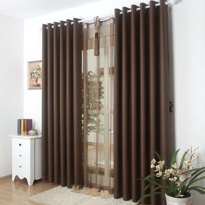 Brown Curtain for Living room window and door. Comes as a package of 2pcs 2M(1M+1M) WITHOUT SHEER