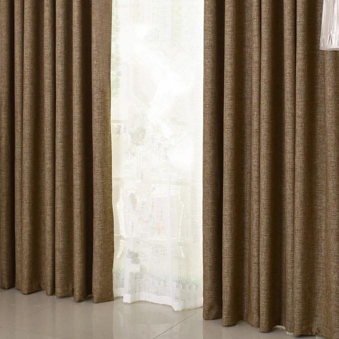 Brown Curtain for Living room window and door. Comes as a package of 2pcs 2M(1M+1M) WITHOUT SHEER
