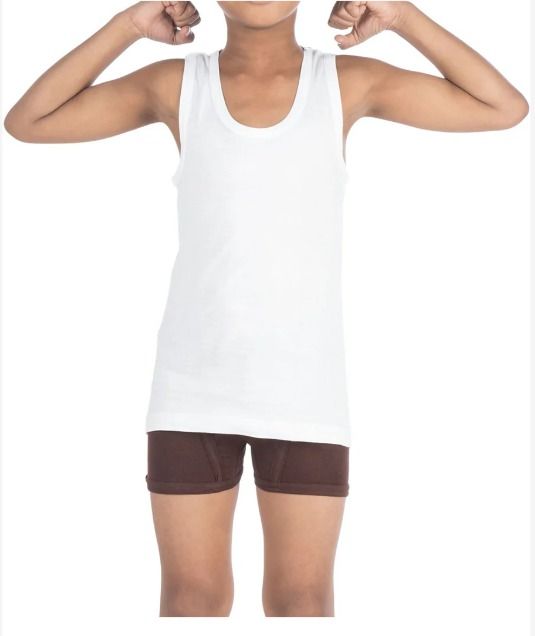 Kids Boys Underwear Vests 100% Soft Cotton Tank Tops Kids Sleeveless White Vest (3 in 1)