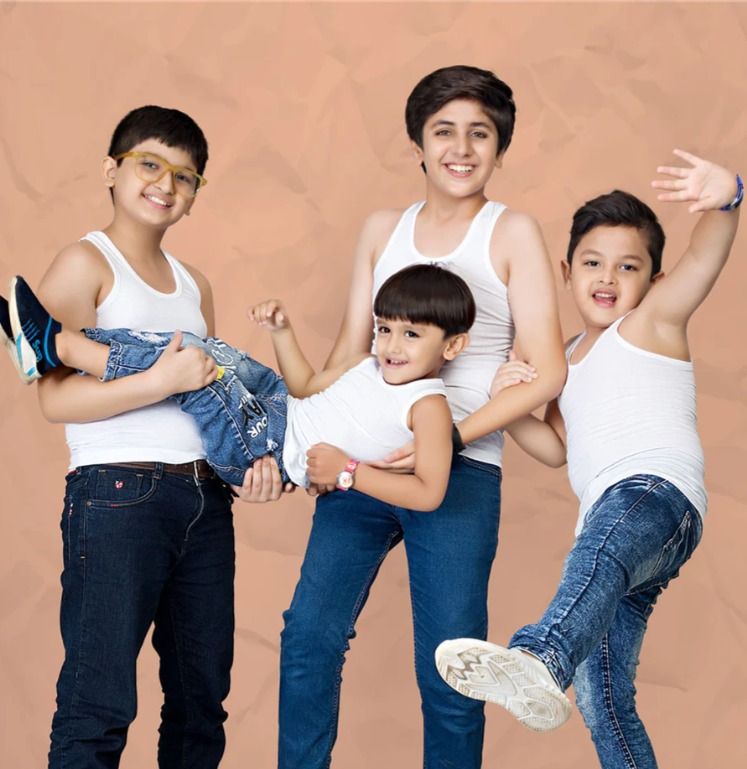 Kids Boys Underwear Vests 100% Soft Cotton Tank Tops Kids Sleeveless White Vest (3 in 1)